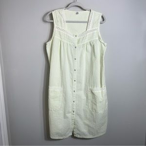 Victoria's Secret PINK Sleeveless Seersucker Nightgown-Light Green White-Large